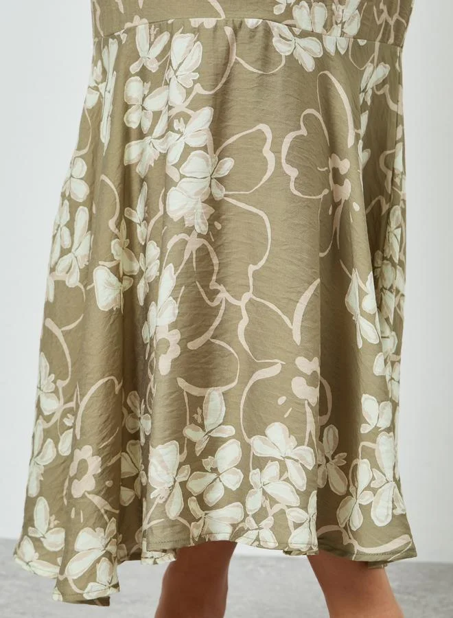 Styli  Women Green Floral Sleeveless Mermaid Maxi Dress for Women | Best Price UAE